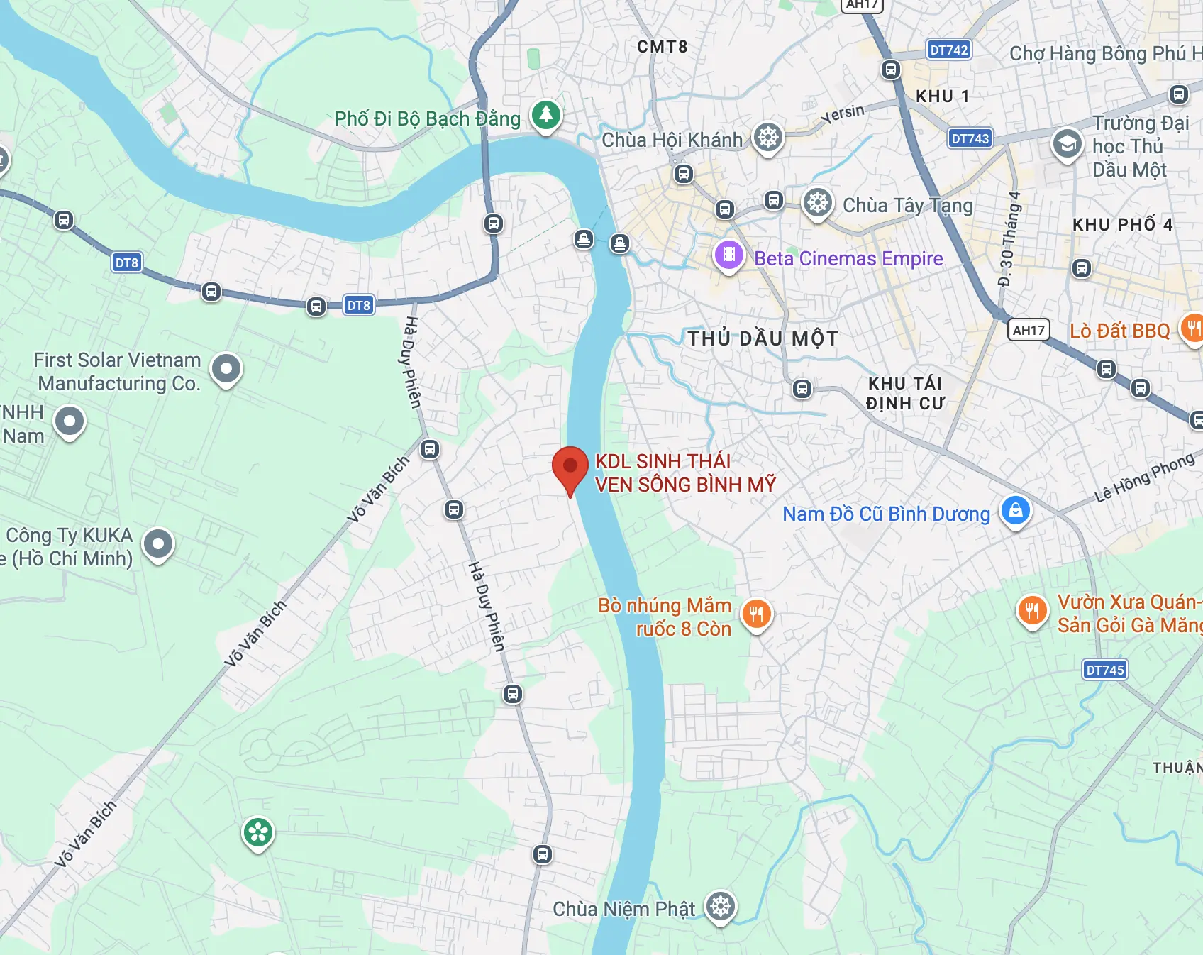 Bản đồ vị trí Khu Du Lịch Sinh Thái Bình Mỹ